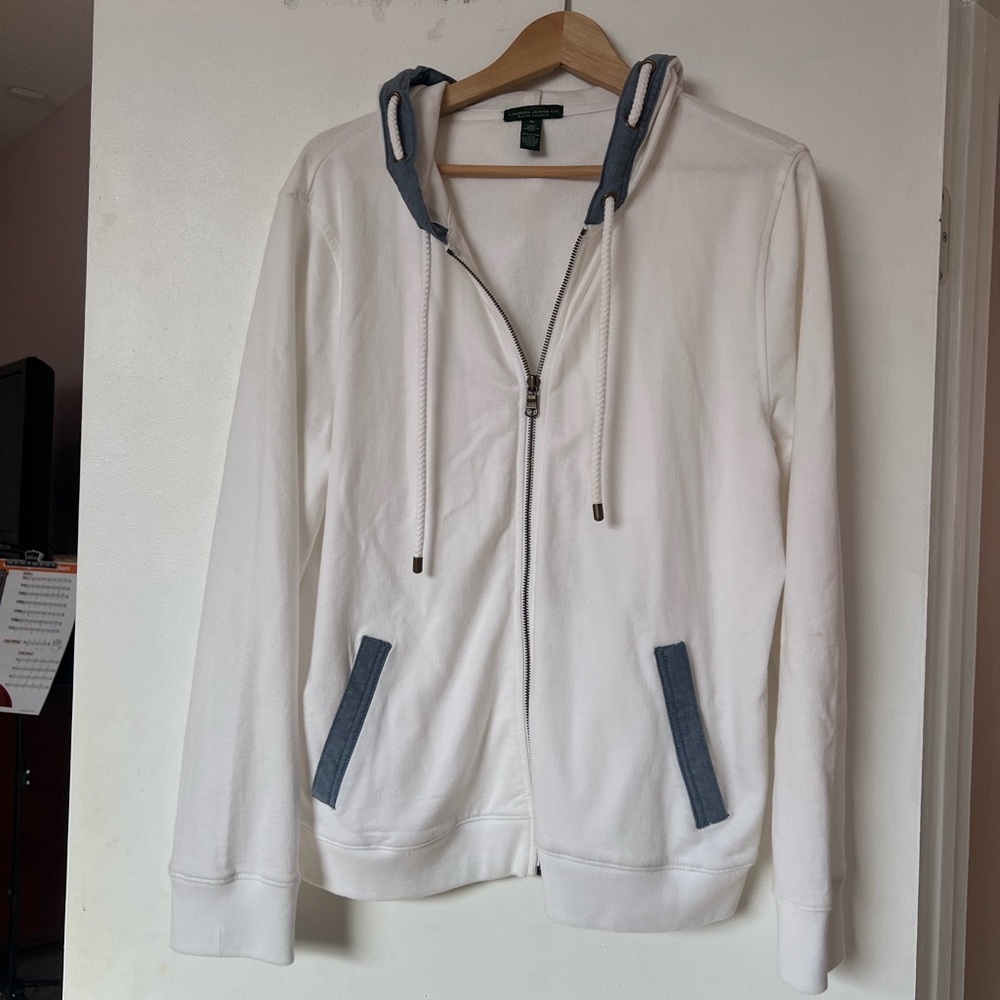 Ralph Lauren White and Blue Zip-Up Jacket